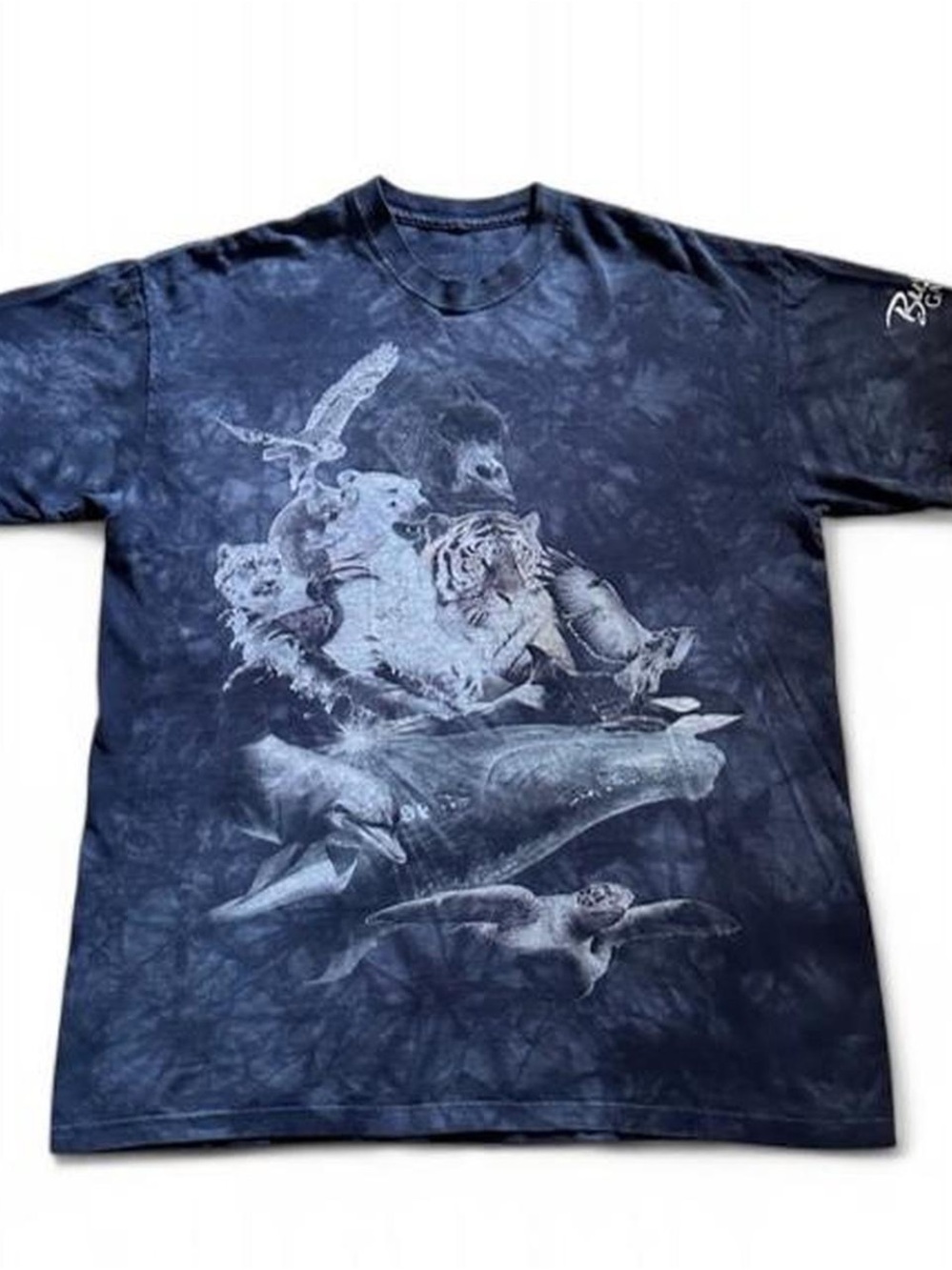 Busch Gardens Navy Tie-Dye Wildlife Graphic Tee L